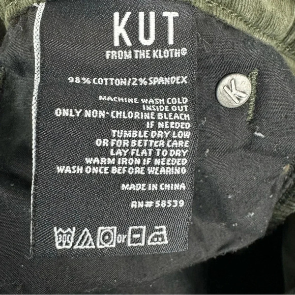 Kut From The Kloth Catherine Boyfriend Style Green Corduroy Pants Size 14 - Picture 7 of 7